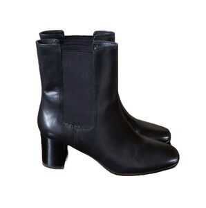 J Crew Willa Women's Black Leather Chelsea High Shaft Stacked Heel Boot …